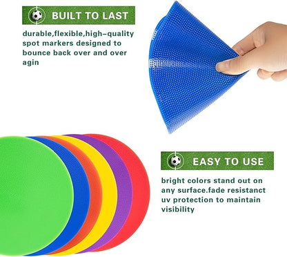 Spot Markers 4.72 Inch 9 Inch Non Slip Rubber Floor Markers Flat Field Cones Poly Dots for Soccer Basketball Sports Speed Agility Training and Drills