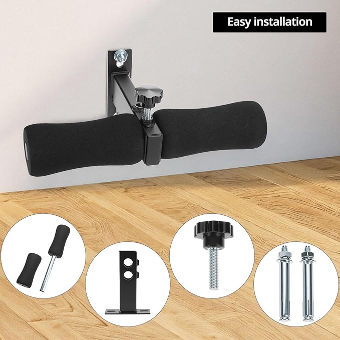 QWORK Wall Mounted Sit-Up Exercise Bar, Sit-ups Foot Holder, Steel Sit-Up Assistant for Abdominal Core Workout