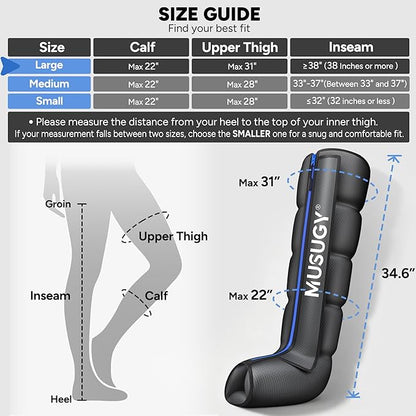 Sequential Air Compression Recovery System : Professional Full Leg Compression Boots for Circulation & Fast Recovery, Leg Recovery Boots for Muscle Relaxation - for Athletes, Runners, Gym
