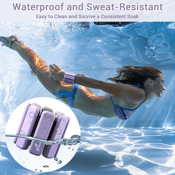 Sportneer Wrist & Ankle Weights for Women Men - 1 Pair (1 lb/2 lb Each) | Adjustable Weighted Bracelet Silicone Bangles for Yoga, Dance, Pilates, Cardio, Aerobics, Gym, Pool Exercises and Jogging
