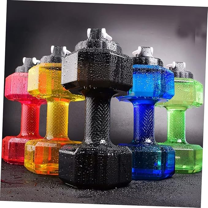 Dumbbell Shape Water Bottle 11.02In Large Capacity Petg Fitness Water Cup Portable Sports Kettle for Gym Work School Arm Exercise