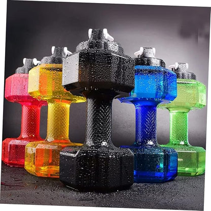 Dumbbell Shape Water Bottle 11.02In Large Capacity Petg Fitness Water Cup Portable Sports Kettle for Gym Work School Arm Exercise