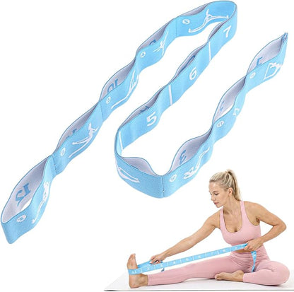 Multi-Functional Stretch Band for Pilates, Elastic Yoga Stretching Strap with Loop 12 Loops Stretch band Yoga Strap with 12 Loops for Dance, Gymnastics, Flexibility & Resistance Training, Ballet