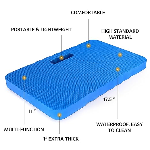 HOOPLE Extra Thick Kneeling Pad, Soft Foam Kneeling Cushion, Waterproof Gardening Knee Pads, Lightweight Knee Mat for Bathing, Workout Supplies, Exercise Yoga, Garden Work Gifts 17.5 x 11x 1 in, Blue