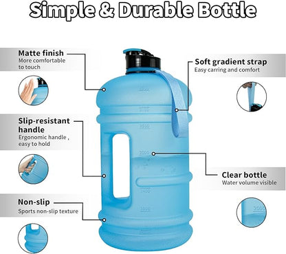 TOOFEEL1 Gallon Water Bottle,Leakproof,Bpa Free,Dishwasher Safe,128 oz Large Water Jug wiht Handle,Travel & Camping & Sports & Gym Water Bottle For Men and Women - Matte Light Blue