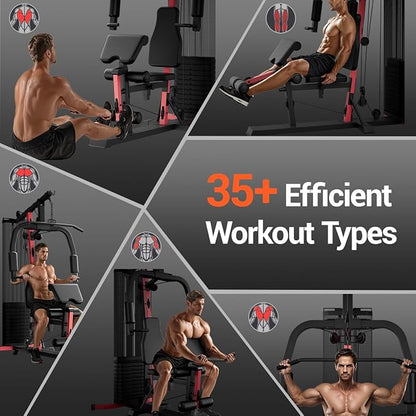Home Gym System, Multifunctional Home Gym with 160LB Weight Stack, Equipment All-in-One Workout Station, Full Body Strength Training System