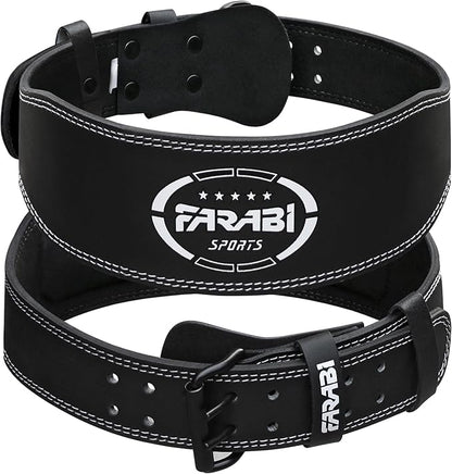 Farabi Sports Powerlifting Belt 100% Genuine Leather Weight Lifting Belt 4" wide Gym Belt Men and Women Weightlifting Belt for Gym Training Bodybuilding and Workout belt