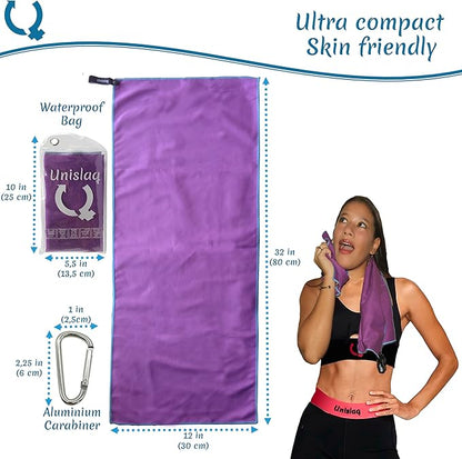 Gym Microfiber Towel, Soft and Super Absorbent, Purple, 12inch x 32inch / 30cm x 80cm, Ideal for Tennis, Padel, Pickleball and Other Workout Sessions
