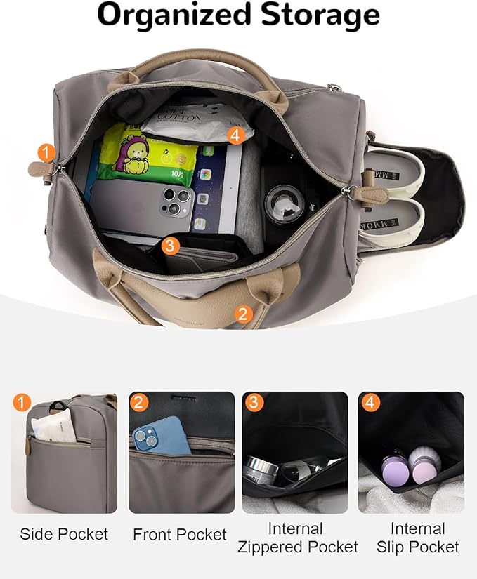 Gym Bag for Men Women with Shoe & Wet Compartment, 20L Waterproof Personal Item Carry On Travel Duffle Bag, Small Sports Duffel Bags for Fitness Workout Swimming Dance, Khaki