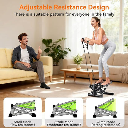 Steppers for Exercise at Home, Mini Stepper with Resistance Bands for Full Body Workout, Portable Stair Stepper for Home, Smooth and Quiet, Stepper Machine with LCD Monitor