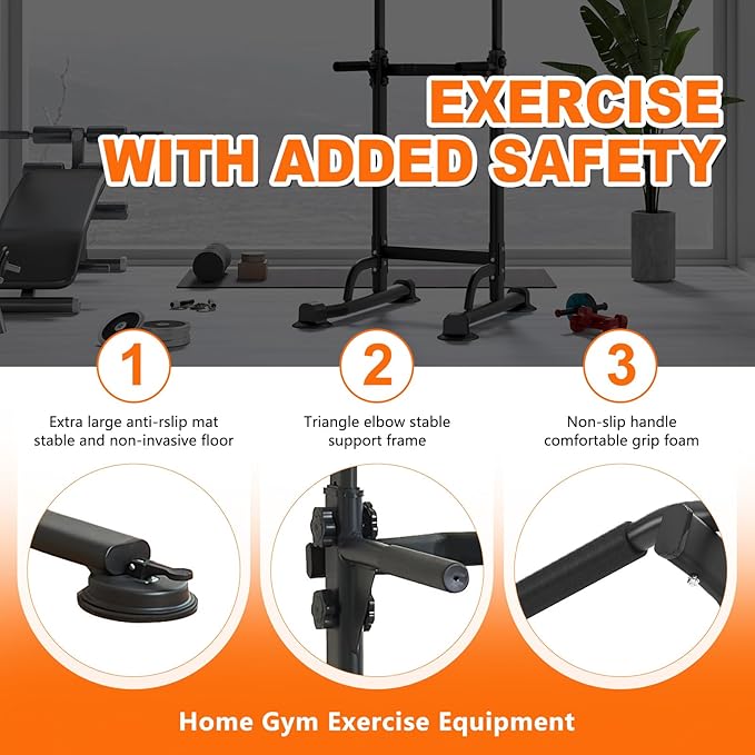Power Tower Pull Up Dip Station, Freestanding Pull Up Bar for Home Gym, Heavy Duty Multi-Function Strength Training Equipment with 330LBS Weight Capacity