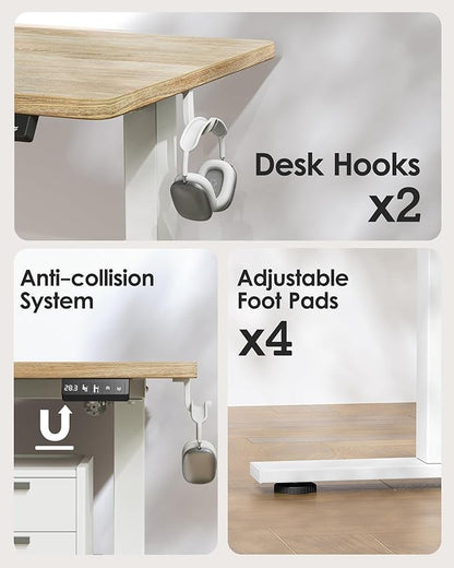 TIQLAB 55 * 28 Inches Standing Desk, Adjustable Height Stand up Desk,Sit Stand Home Office Table with Splice Board, Maple