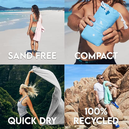 Dock & Bay Beach Towel - Quick Dry, Sand Free - Compact, Lightweight - 100% Recycled - Includes Bag - Essential - Meadow Lilac, Large (160x90cm, 63x35)