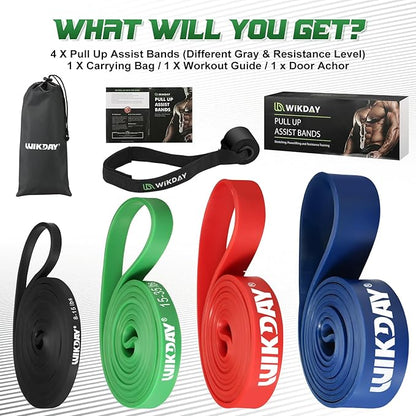 Resistance Bands, Pull Up Bands, Workout Bands for Exercise, Thick Heavy Resistance Band Set with Door Anchor, Elastic Bands for Body Stretching, Training at Home/Gym for Men & Women