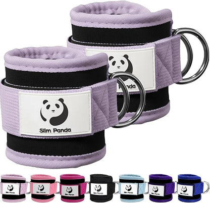 Slim Panda Ankle Strap for Cable Machine,Ankle Cuff for Kickbacks, Booty Hip Abductors,Glute Workouts, Leg Extensions, Curls for Men and Women, Adjustable with Double D-Rings