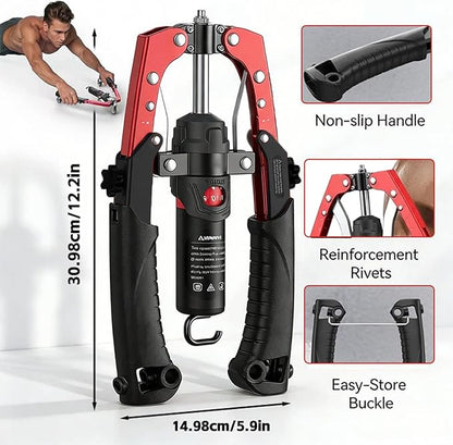 Twister Arm Exerciser, 3-in-1 Hydraulic Power Twister with Ab Roller Wheel, Adjustable 22–440LB Chest Expander & Arm Strengthener, Portable Home Gym Strength Training Device