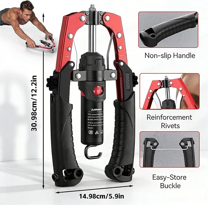 Twister Arm Exerciser, 3-in-1 Hydraulic Power Twister with Ab Roller Wheel, Adjustable 22–440LB Chest Expander & Arm Strengthener, Portable Home Gym Strength Training Device