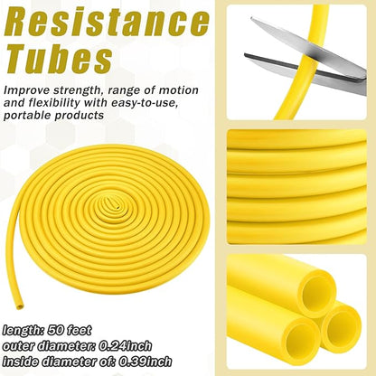 1 Roll Resistance Tubes Exercise Tubing 50ft Exercise Bands Tubing for Therapy, Lower Pilates, Home Workouts, Rehab Core