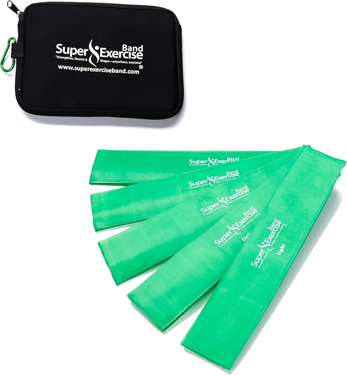 USA 14" x 3" Extra Long Latex Free Mini Loop Bands in 3, 5, 10 Pack Sets. 10 Strengths for Resistance Training, Stretching, Yoga, Toning. Plus an Exclusive iPhone App and E-Book.