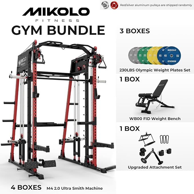 Mikolo M4 2.0 Smith Machine, All-in-One Home Gym Power Cage with LAT Pulldown & Cable Crossover, Squat Rack for Full Body Workouts