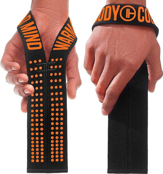 WARM BODY COLD MIND V1 Lifting Wrist Straps for Olympic Weightlifting - Rated at 660 lb - Hand Wraps for Powerlifting, Weight Lifting, Bodybuilding Functional/Cross Training, Deadlift Gym Bar, Cotton