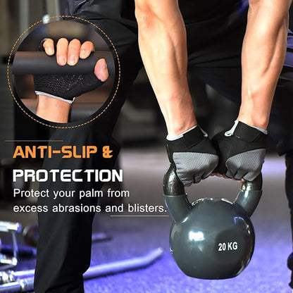 Workout Gloves for Women - Breathable Weight Lifting Gloves with Non-Slip Silicone Padding, Fingerless Gym Gloves for Cycling, Rowing, Pull Ups & Training (4 Sizes)