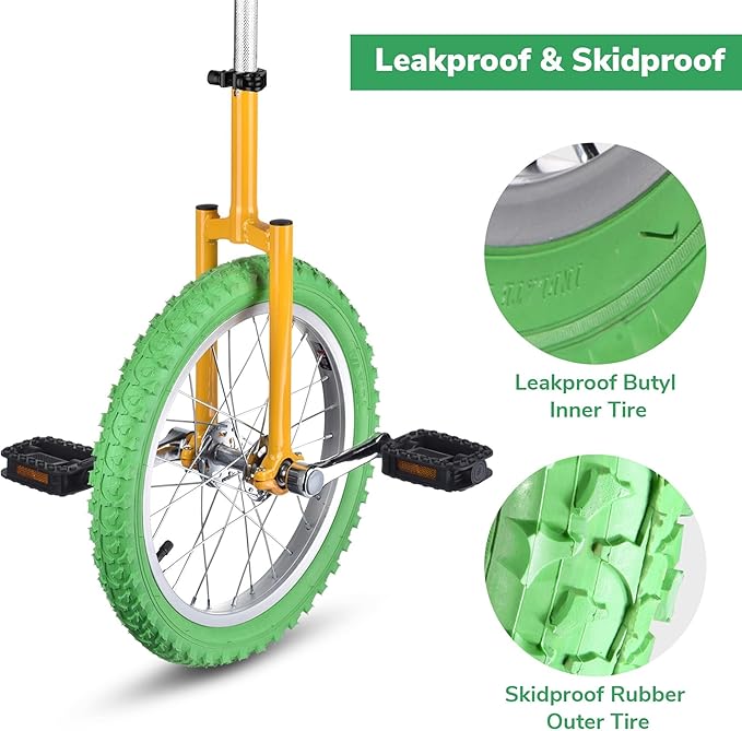 AW 16/18/20/24 Inch Wheel Outdoor Unicycle Adjustable Seat Exercise Bicycle Fit Adults Kids Outdoor Sports Fitness Exercise, for Choice