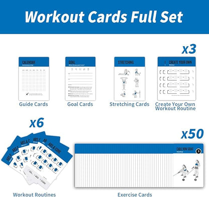 Cable Workout Cards, 62 Exercises Cards Deck Large Size 5" x 3.5" Fitness Cards for Women & Men, Beginner Fitness Guide to Training Exercises at Home or Gym