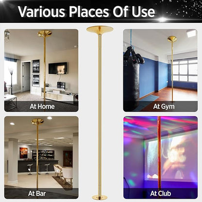 Yaheetech Professional Dance Pole Spinning Static Dancing Pole Portable Removable 45mm Dance Pole Kit for Exercise Club Party Pub Home w/Tools, Silver/Gold