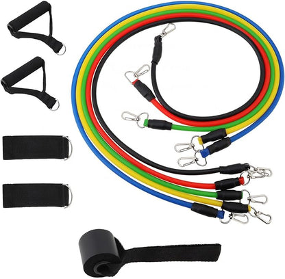 Resistance Bands with Handles Set, 5-Level Exercise Bands for Home Gym, Strength Training, Physical Therapy. Includes Door Anchor, Ankle Strap & Carry Bag.