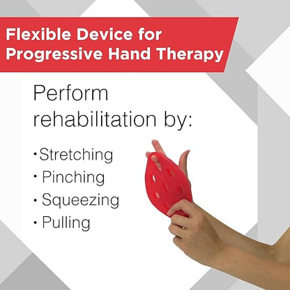 THERABAND Hand Xtrainer, Non-Latex Hand Exerciser for Progressive Hand Therapy, Strengthen Fingers, Hands and Forearms, Grip Trainer, Strengthener, Helps Relieve Joint Pain, Red, Soft, Beginner