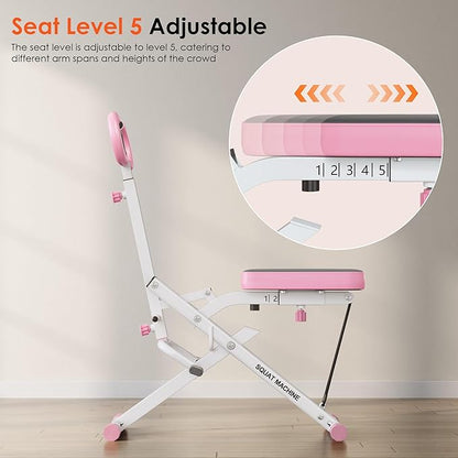 SogesHome Squat Machines Rowing Machine for Home, Foldable & Full Body Exercise Workout Equipment with Adjustable Resistance Bands for Women, Row and Ride Squat Machine for Glutes and Abs, 330 LBS