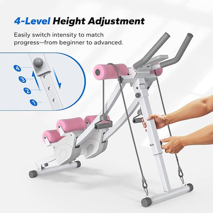 MERACH Ab Machine, Adjustable Ab Trainer Machine, AB Workout Equipment for Home Gym, Independent Dual Tracks for Mountain Climber, Foldable for Home Exercise, Load Capacity 440 LBS