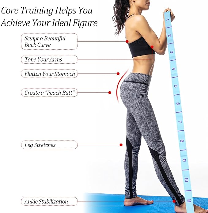 Yoga Bands For Stretching 11 Loops Yoga Stretch Strap With Loops Elastic Physical Pilates Stretch Band For Flexibility(Blue)