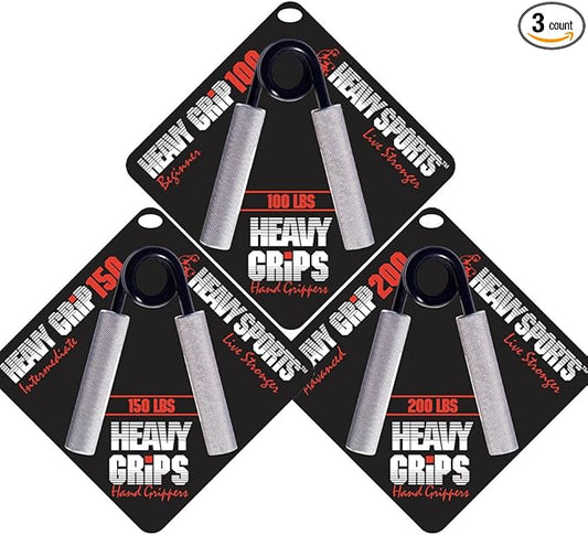 Heavy Grips Hand Grippers - Set of 3 Non-Slip - 100lb, 150lb, 200lb – Effectively Train Your Hand Grip Strength - Targeted Forearm, Wrist & Hand Exercises – Advanced Hand Grip Strengtheners
