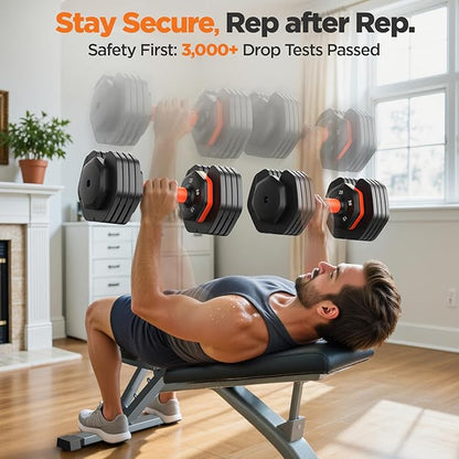 2026 Updated Adjustable Dumbbell Set of 2, 110lbs/50lbs Weights Dumbbell Set with Storage Box, 25lbs/55lbs Adjustable Weights with Anti-slip Silicone Grip, Weight Set For Home Gym Suit both Men and Women