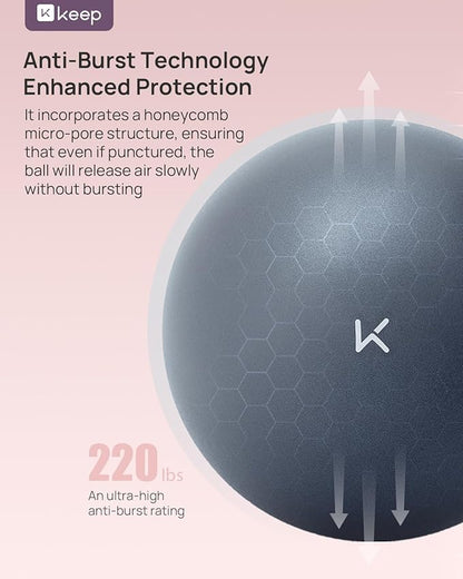 KEEP Exercise Ball Anti-Burst - Thickened Yoga Ball Pilates Ball for Physical Therapy, Fitness Ball for Workout, Core Strength and Physical Therapy