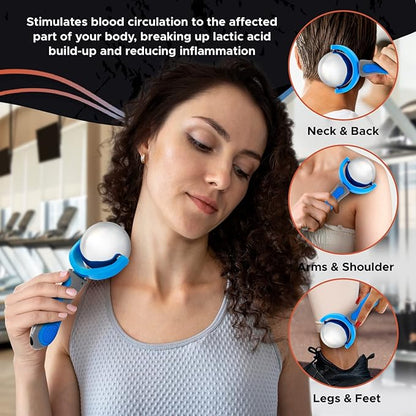 PRIME Fitness Cold Massage Roller Ball | Cold Therapy | Ice Roller Ball with Handle | cryo Stick | Relieve Muscle Pain (Blue)