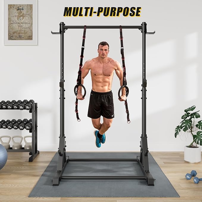 Pull Up Station, Strength Training Workout Pull Up Bar Free Standing for Home Gym, Adjustable Heavy Duty Pullup Bar Station Outdoor/Indoor, 600LBS Weight Capacity