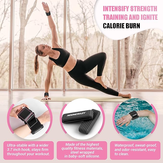Pilates Wrist Ankle Weights for Women, Wearable Strong Arm & Leg Weights Set of 2(1 lb/2.2 lbs Each), Adjustable Ankle Weights for Walking, Yoga, Dance, Barre, Gym