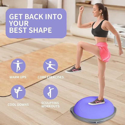 workout equipment for home，boso balancing ball，half ball balance trainer，core training equipment， 27.5 inch Yoga Exercise Ball for Home Gym Core Training Anti-Skid Surface (Purple Heart-27.5'')