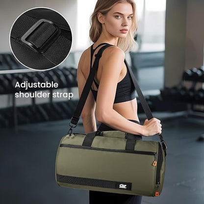 C&F BOGMOST Small Gym Bag for Women & Men,Small Lightweight Duffel Bag Carry On Bags Mini Duffel Travel Bag Waterproof Sports Bags for Workout/Sport/Travel, Dark Gray,with Shoes Compartment