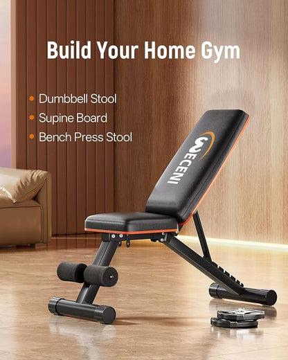Adjustable Weight Bench,Adjustable weight bench, Multi-Functional Foldable workout Bench Press with 660 LBS Capacity, Strength Training Equipment gym for Home, Full heavy duty fitness bench gym at home.