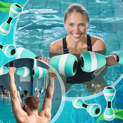 Water Aerobics Set for Aquatic Exercise 1 Pair Neoprene Swimming Glove 2 Pcs Foam Aquatic Dumbbells Water Weights Equipment Pool Resistance Fitness Equipment for Training Workouts