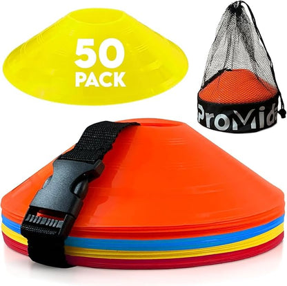 Disc Soccer Cones for Training Kids - 200,100,50 Small Plastic Cones for Sports Training - Flexible Conos for Soccer Practice Equipment, Basketball & Football Drills Equipment