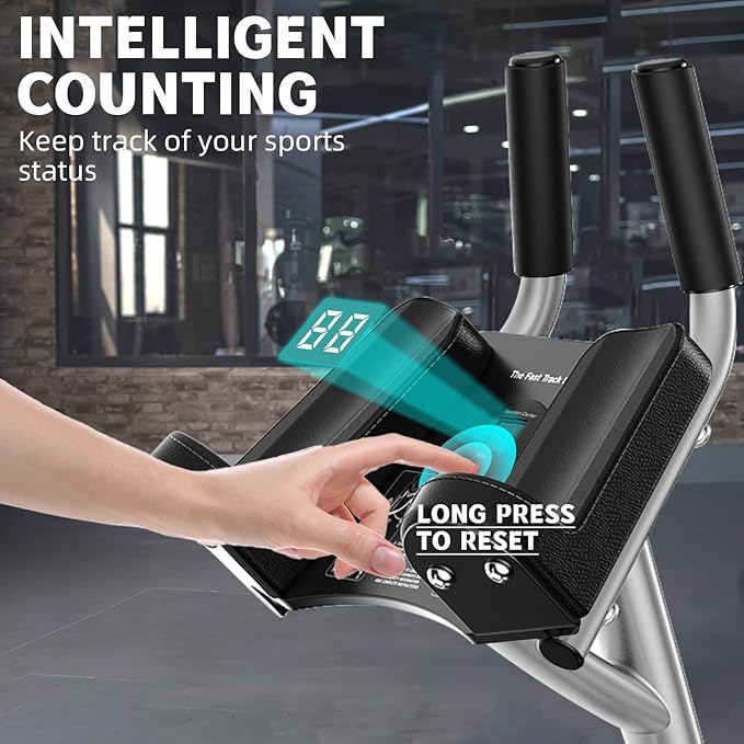 Ab Machine - Core Abdominal Trainers AB Workout Machine Home Gym Strength Training Foldable Fitness Equipment with LCD Monitor (Grey)