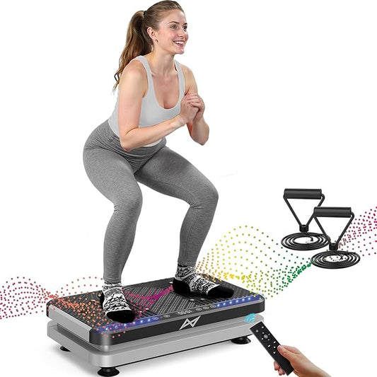 AXV Vibration Plate Fitness Platform Exercise Machine Vibrating Shaking Full Body Shaker Workout Vibrate Stand Shake Board Sport Gym for Weight Loss Fat Burner for Women Men