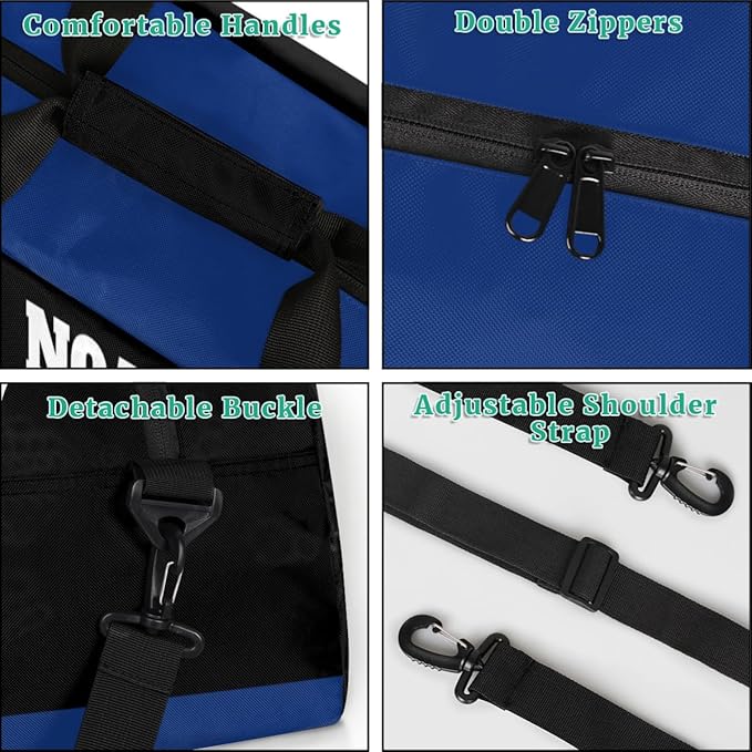 Personalized Sports Training Bag for Boys, Custom Name Baseball Carry On Weekender Gymnastics Gym Bag for Men Travel Business Trip, Playing Baseball Silhouette Blue and Black Background