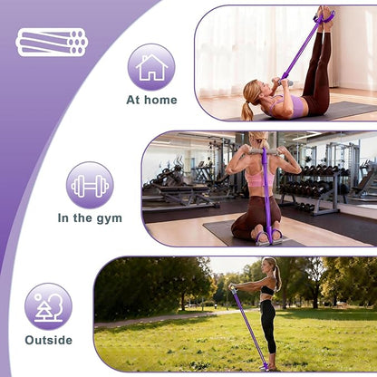 8-Tube Pedal Resistance Band with Handles, Multifunction Foot Pedal Tension Rope Fitness Equipment, Natural Rubber Exercise Puller for Abs, Arms, Waist & Leg Training