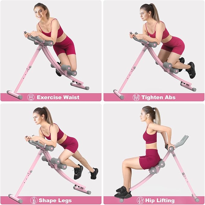 Ab Workout Equipment, Ab Machine for Women, Adjustable Core Abdominal Exercise Fitness Equipment, Foldable Waist Trainer Ab Crunch Home Gym Systems for Beginners